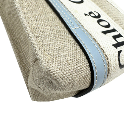 Chlo Chloe Woody Small Blue Canvas Shoulder Bag Handbag