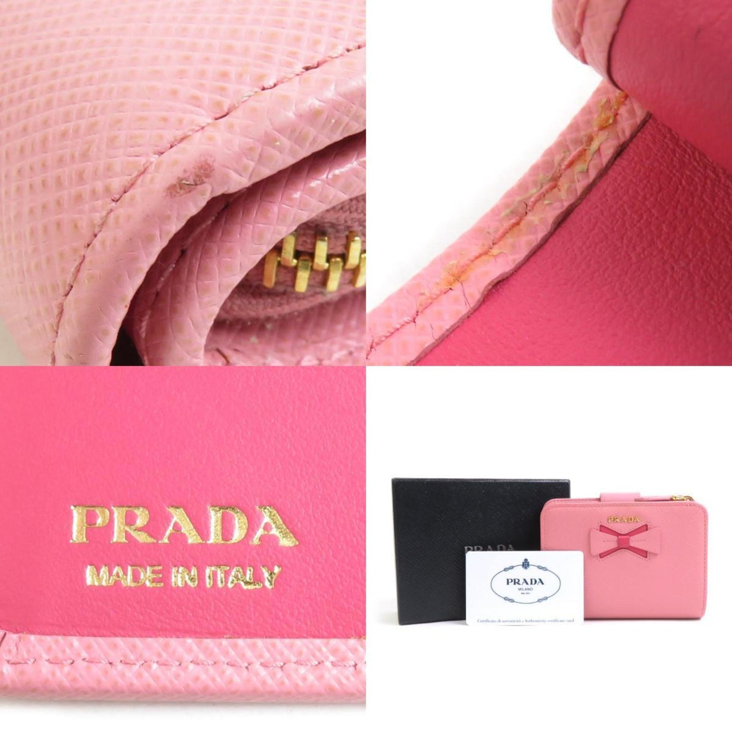 Prada Bi-Fold Wallet Leather Pink