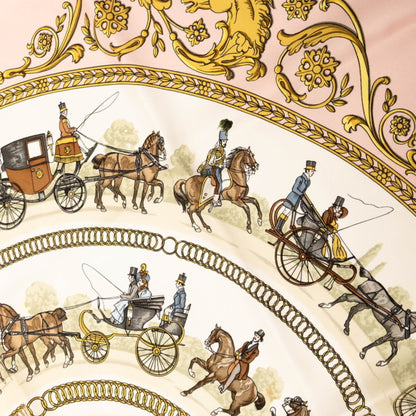 Hermes Herms Carr 90 "La Promenade De Longchamps" Longchamp Stroll Scarf