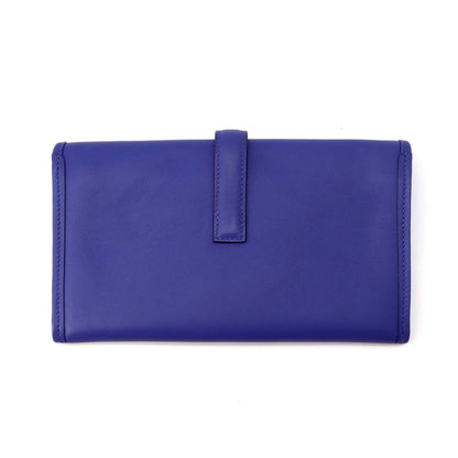 Hermes Herms Jige Duo Blue Electric Swift Long Wallet