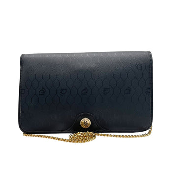 Christian Dior Vintage D7 Honeycomb Pattern Black Leather Shoulder Bag With Chain