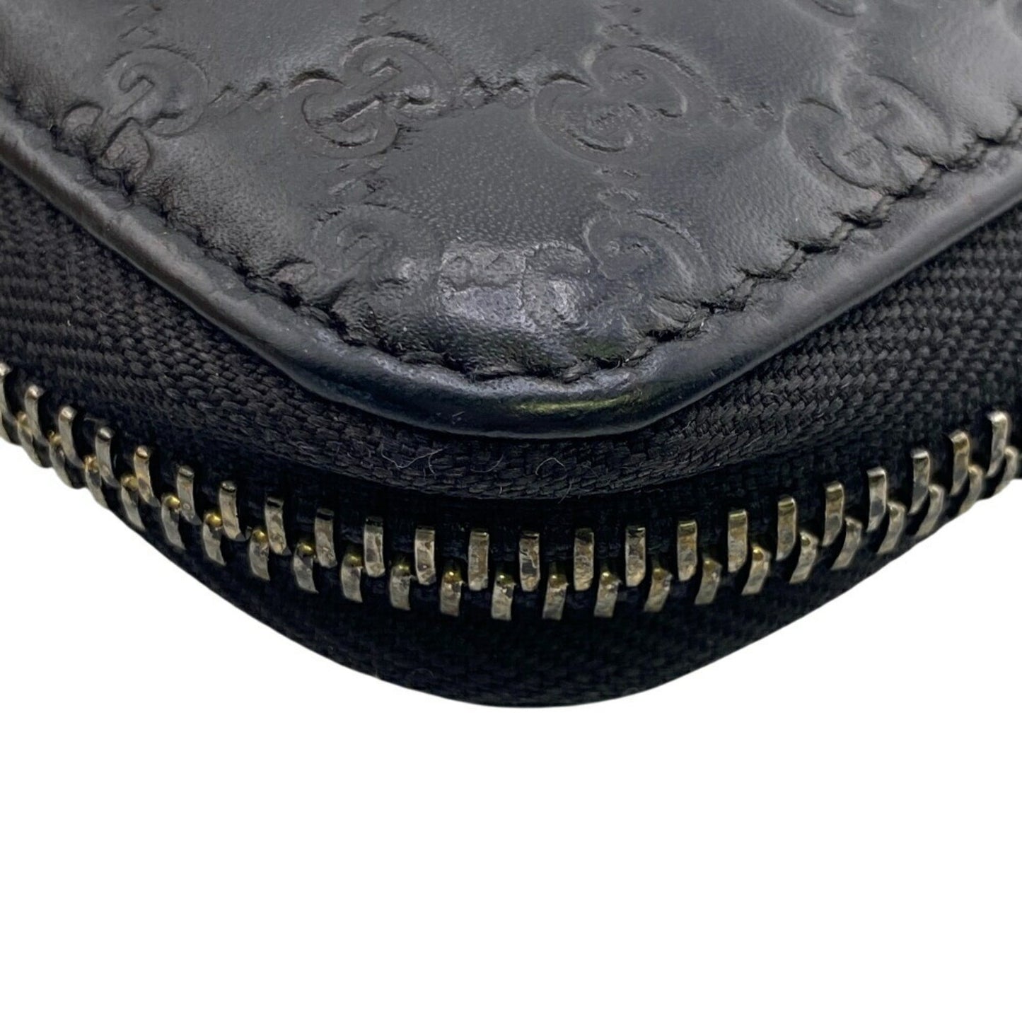 Gucci 449391 Round Zip Wallet Micro Guccissima Long Black