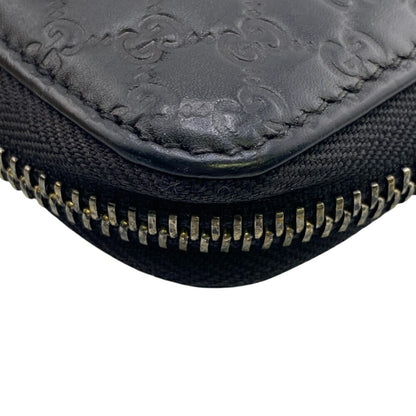 Gucci 449391 Round Zip Wallet Micro Guccissima Long Black