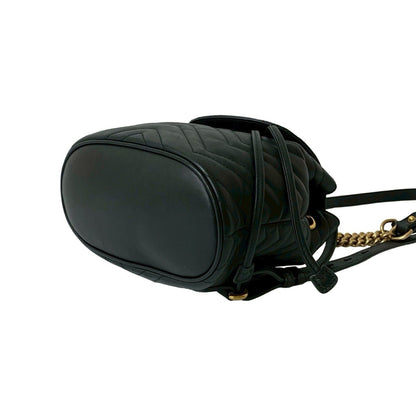 Gucci Gg Marmont Logo Hardware Leather Mini Rucksack/Daypack In Black