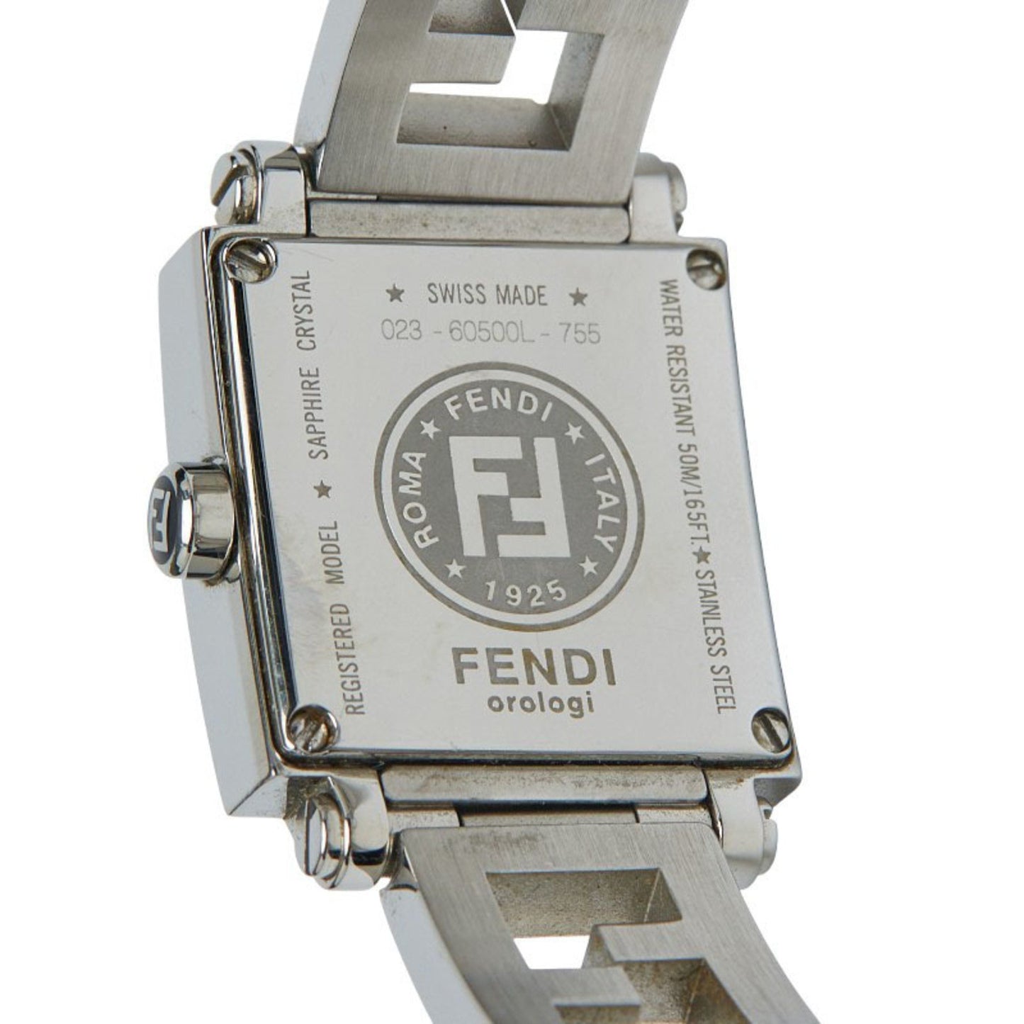 Fendi Quadromini Watch 60500L Quartz Purple Dial Stainless Steel