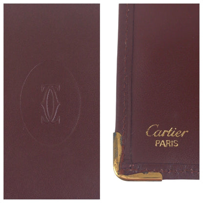 Cartier Vintage Must Line Wine Red Bordeaux Leather Bi-Fold Wallet