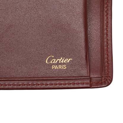 Cartier Must Line Bifold Wallet Wine Red Bordeaux Leather