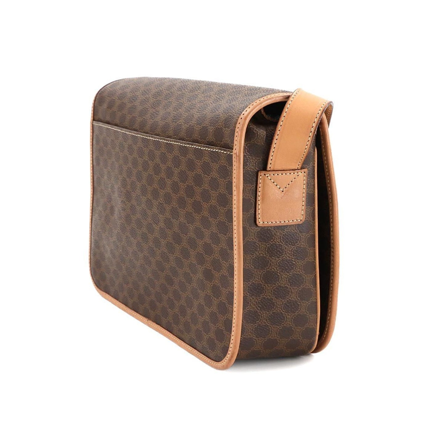Celine Macadam Shoulder Bag In Brown Leather