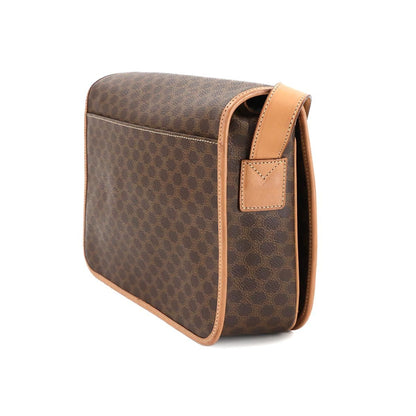 Celine Macadam Shoulder Bag In Brown Leather