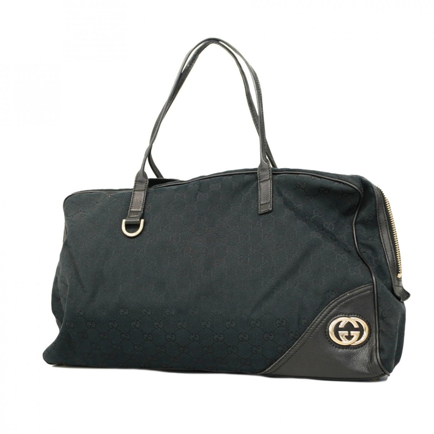 Gucci Gg Canvas Tote Bag 169944 Black Champagne