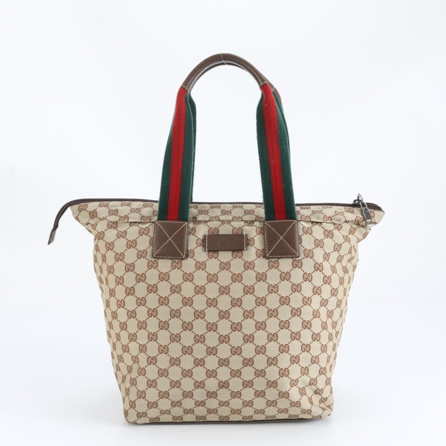 Gucci Gg Canvas Sherry Line Leather Tote Bag