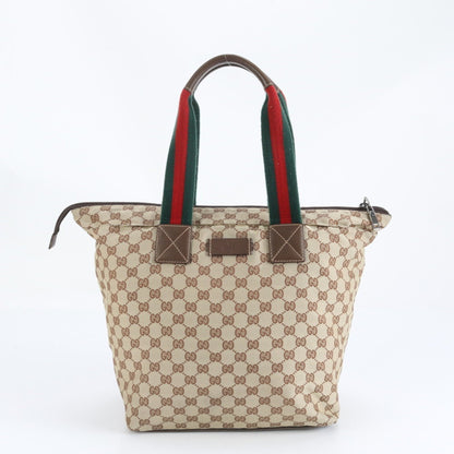 Gucci Gg Canvas Sherry Line Leather Tote Bag
