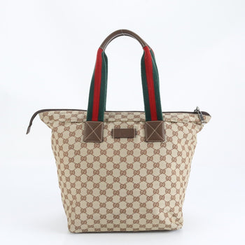 Gucci Gg Canvas Sherry Line Leather Tote Bag