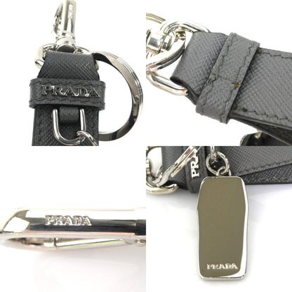 Prada Prada Key Ring Leather Metal Gray