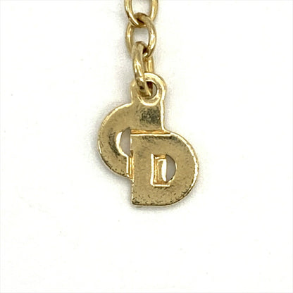 Christian Dior Rhinestone Necklace Metal G Gold Choker