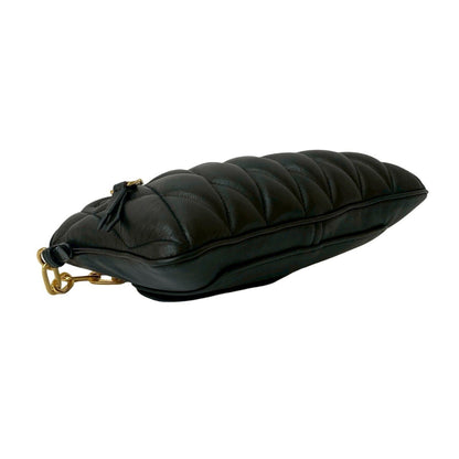 Miu Miu Miumiu Matelasse Quilted Leather Genuine 2-Way Chain Handbag/Shoulder Bag Black 42431