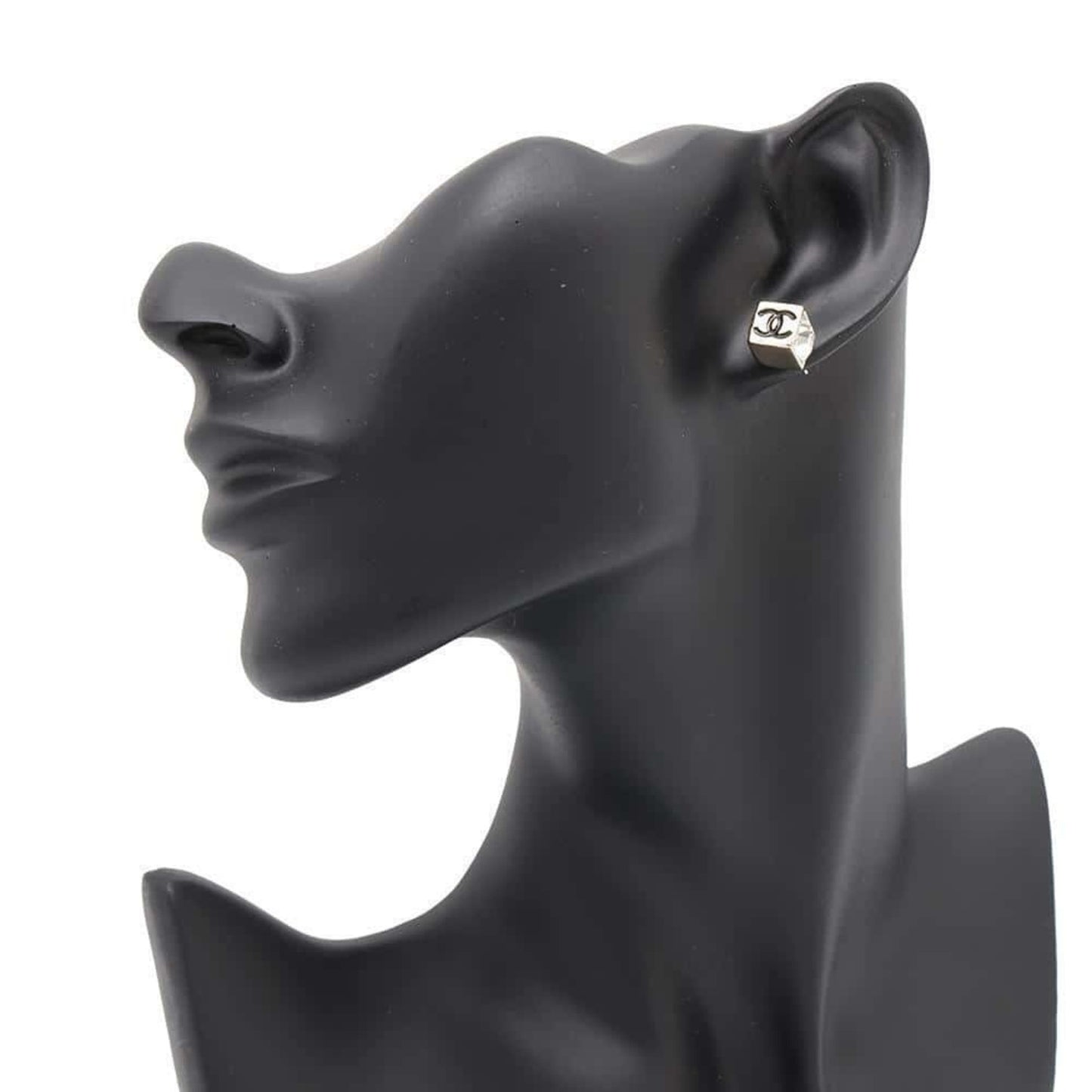 Chanel Earrings Coco Mark Cube Rhinestone B25 C Abe805 Chanel