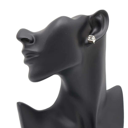 Chanel Earrings Coco Mark Cube Rhinestone B25 C Abe805 Chanel