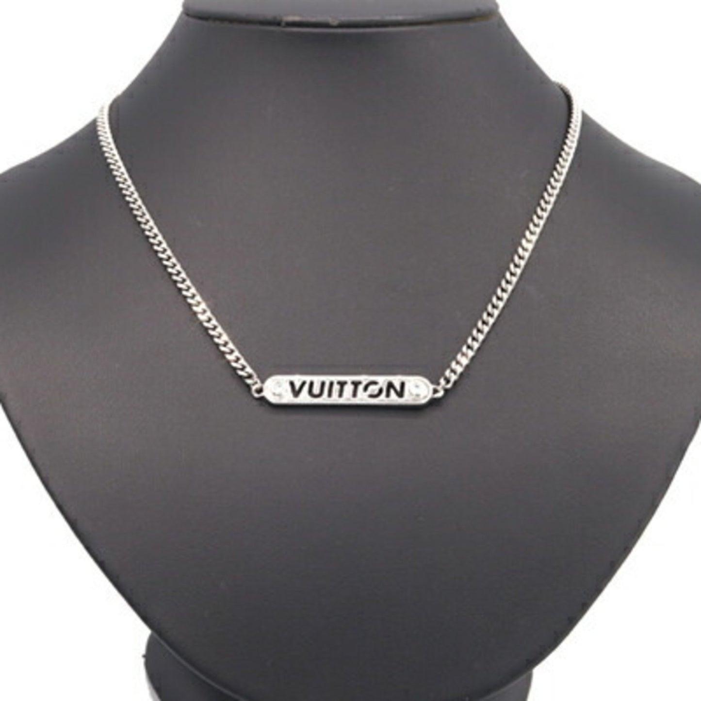 Louis Vuitton Necklace Lv Id M01154 Silver Metal Choker Pendant Plate