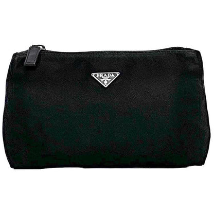 Prada Pouch Ec-22538 Black Nero Vela Mv11 Nylon 85 Prada Triangle Plate