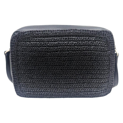 Saint Laurent Lou Raffia And Leather Black Camera Bag 468537 Shoulder With Tassel
