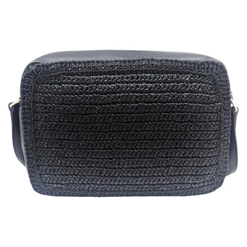 Saint Laurent Lou Raffia And Leather Black Camera Bag 468537 Shoulder With Tassel