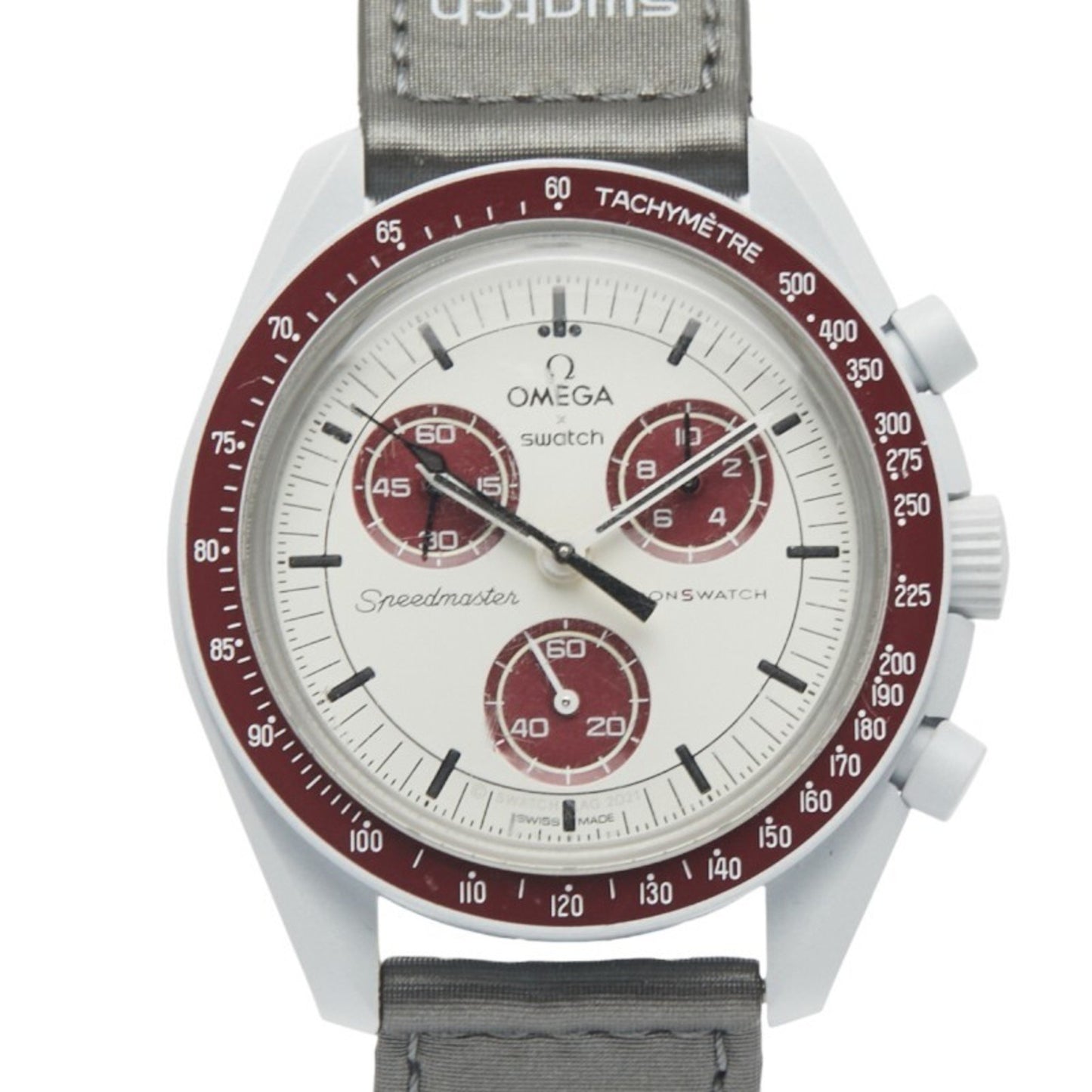 Omega X Swatch Speedmaster Moonswatch Mission To Pluto Watch So33M101 Quartz Movement White Dial