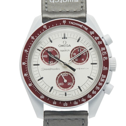 Omega X Swatch Speedmaster Moonswatch Mission To Pluto Watch So33M101 Quartz Movement White Dial