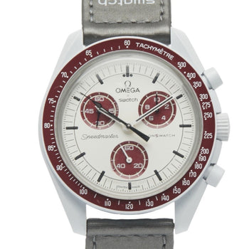 Omega X Swatch Speedmaster Moonswatch Mission To Pluto Watch So33M101 Quartz Movement White Dial