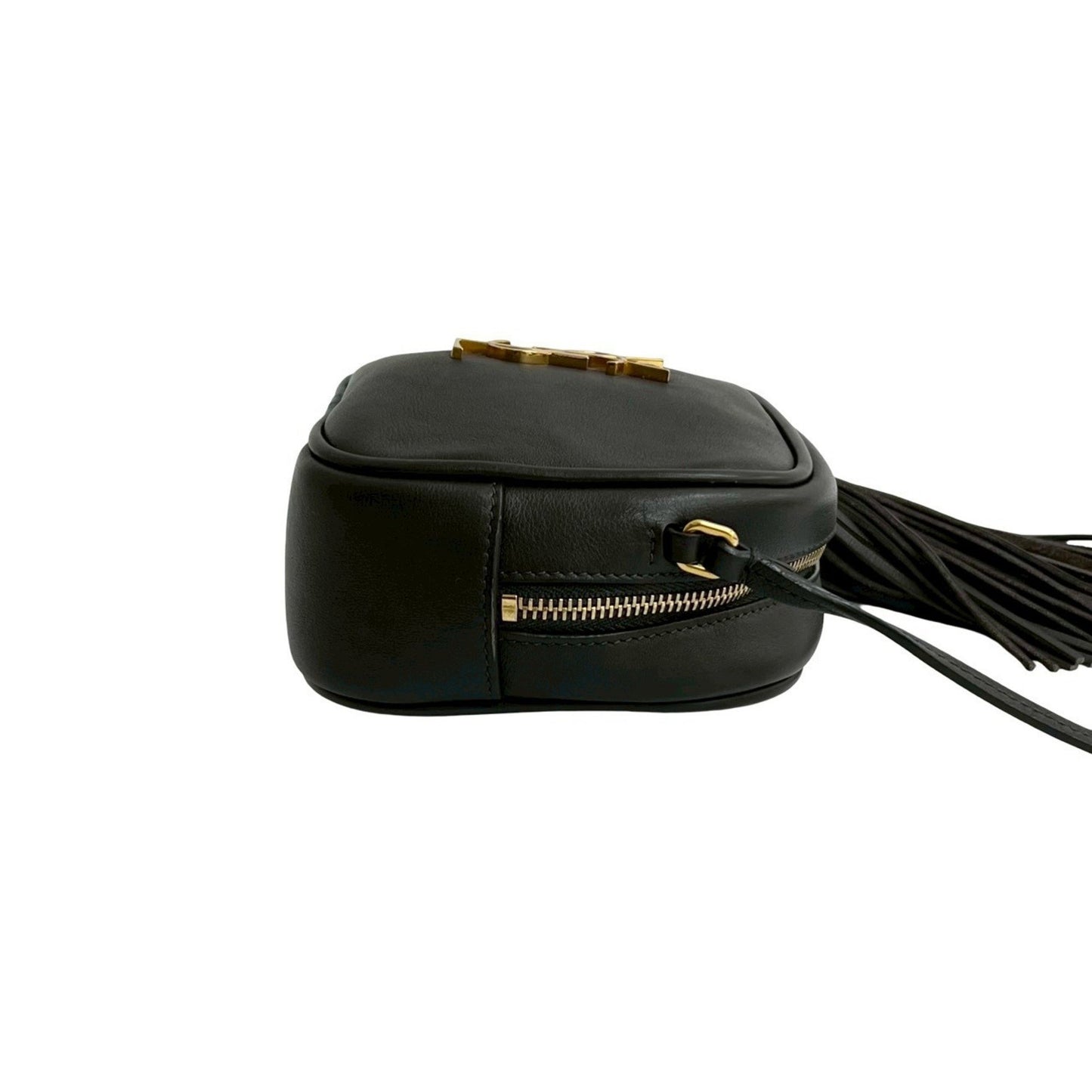 Yves Saint Laurent Saint Laurent Paris Ysl Logo Tassel Leather Mini Shoulder Bag/Pochette In Brown