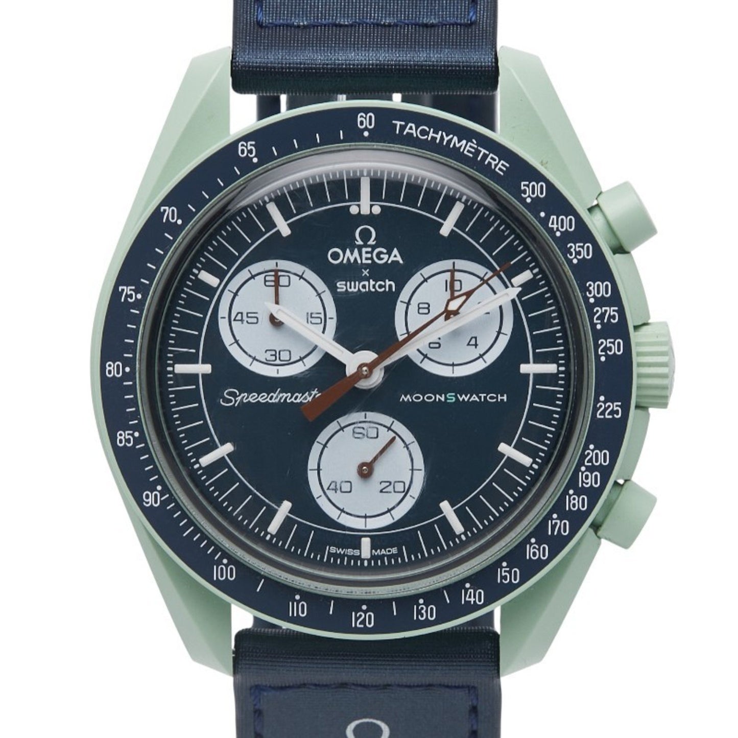 Omega X Swatch Moonswatch Mission On Earth Watch So33G100 Quartz Navy Dial Ceramic Nylon