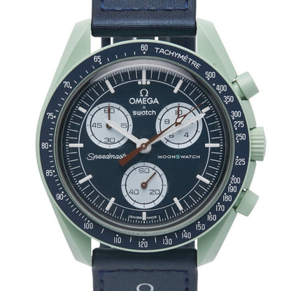 Omega X Swatch Moonswatch Mission On Earth Watch So33G100 Quartz Navy Dial Ceramic Nylon
