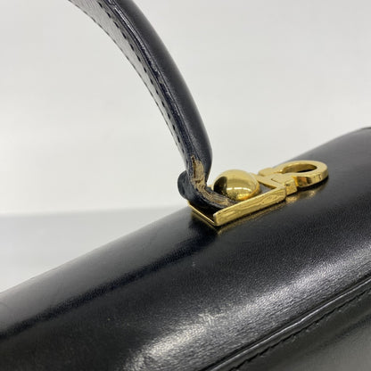 Salvatore Ferragamo Gancini Leather Handbag In Black