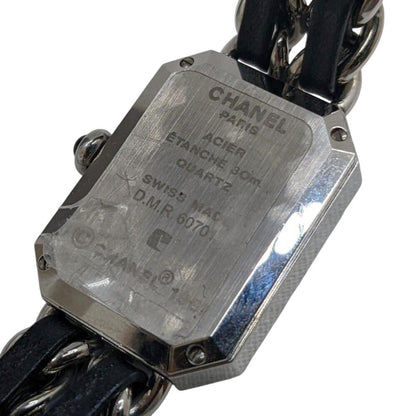 Chanel Premiere Silver Ss Black Dial M-L S Metal Fittings Leather Quartz H0451 Wristwatch