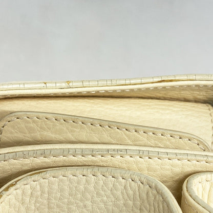 Salvatore Ferragamo Gancini Leather Handbag In Ivory