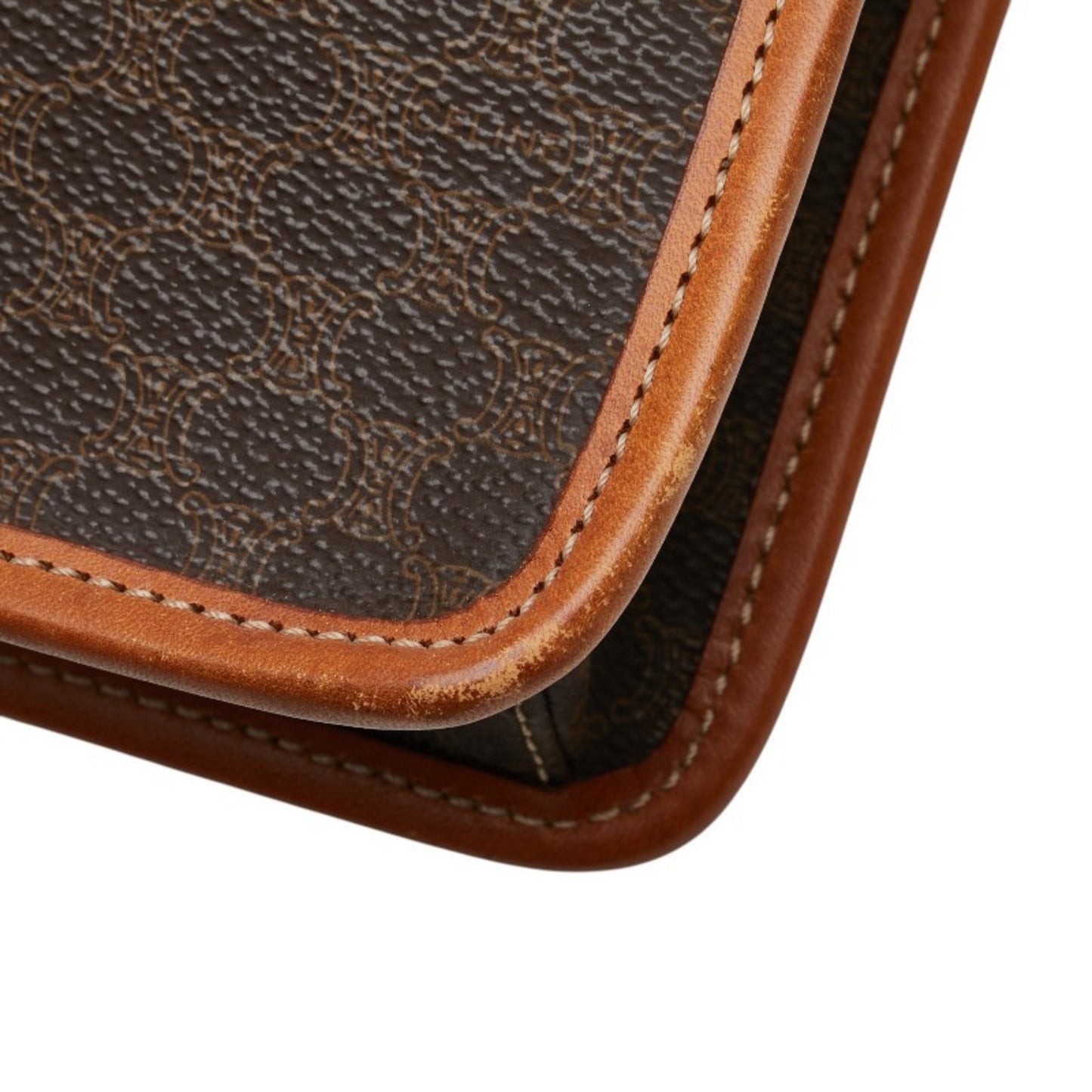 Celine Macadam Shoulder Bag Brown Leather