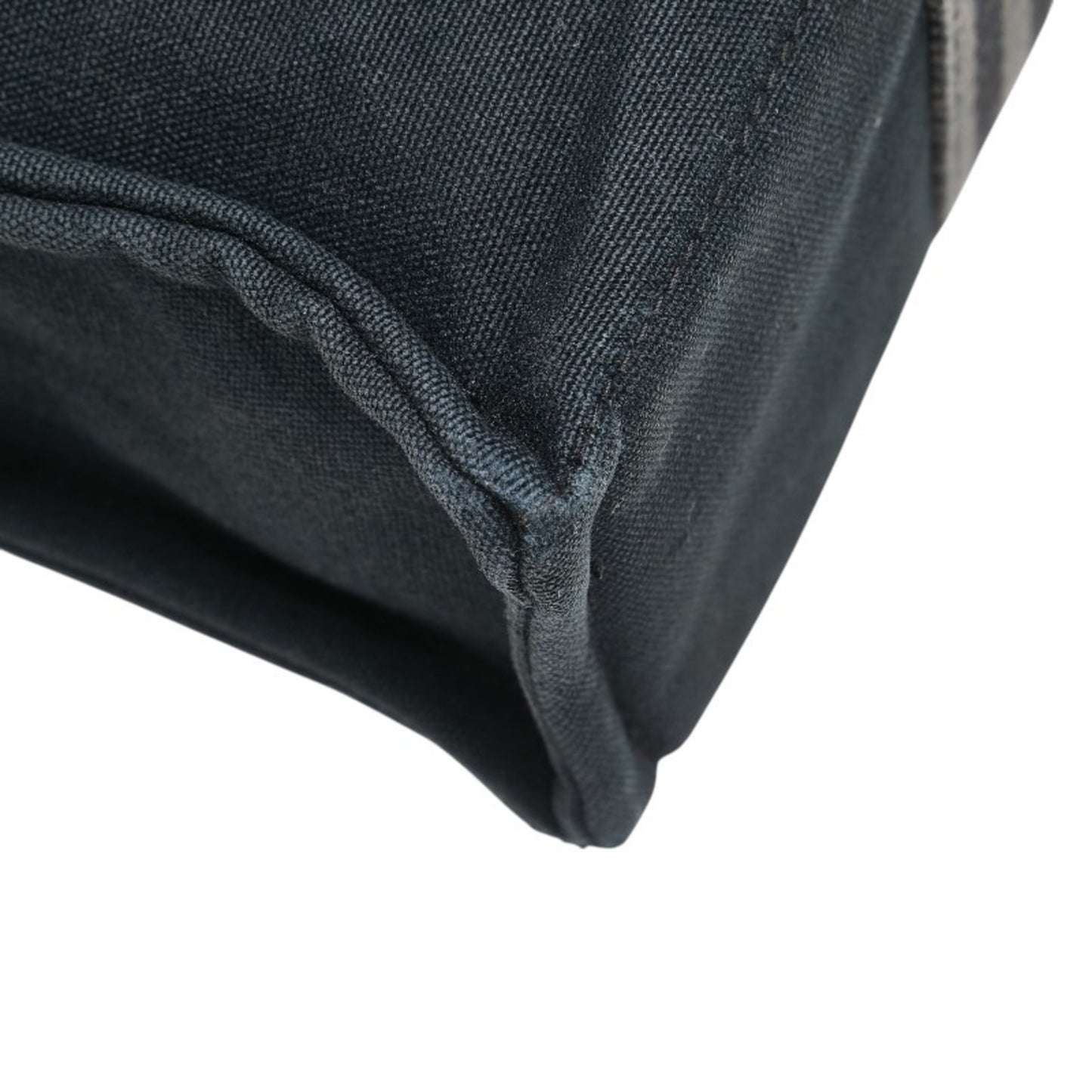 Hermes Foul Tote Pm Handbag Bag Black/Gray Canvas