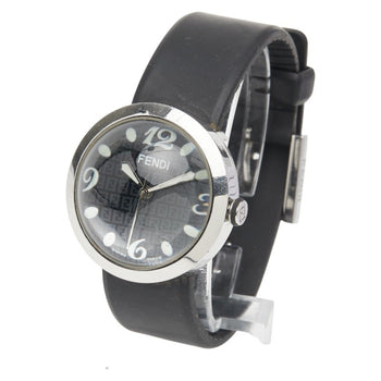 Fendi Bousra Watch 8010G Quartz Movement Black Dial Stainless Steel Rubber