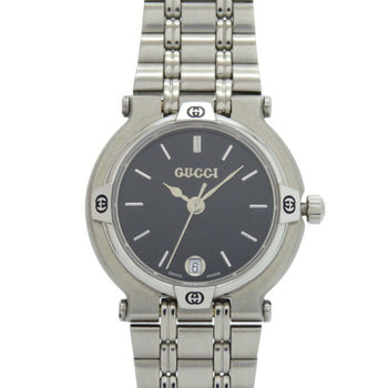 Like New Gucci 9100L Stainless Steel Black And Silver Quartz Watch With Dial