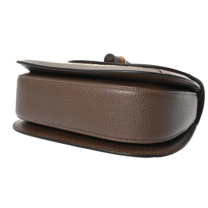 Gucci Bamboo 2-Way Sony 100Th Anniversary Model Beige/Green Women'S Canvas And Leather Handbag