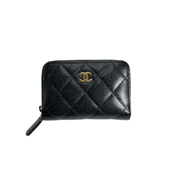 Chanel Wallet/Coin Case Matelasse Matte Caviar Leather Ap0216 Black