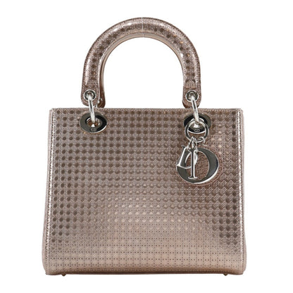 Christian Dior Lady Handbag Medium Cannage M0550Pskc Leather Pink Gold 2Way