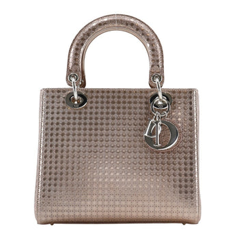 Christian Dior Lady Handbag Medium Cannage M0550Pskc Leather Pink Gold 2Way