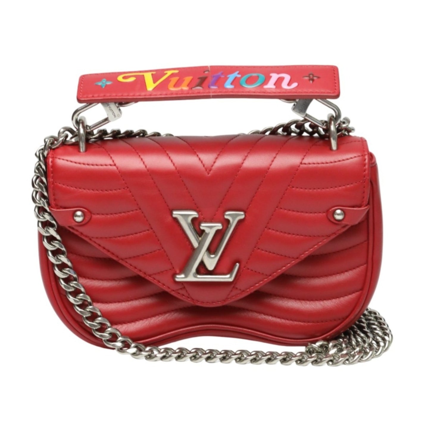 Louis Vuitton New Wave Leather Chain Tote Shoulder Bag M51930 Red