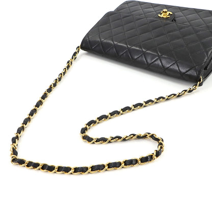 Chanel Matelasse Chain Shoulder Bag Leather Black Gold Metal Fittings