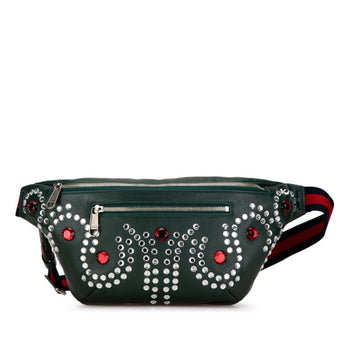 Gucci Bijou Stone Body Bag Waist 484683 Moss Green Multicolor Leather