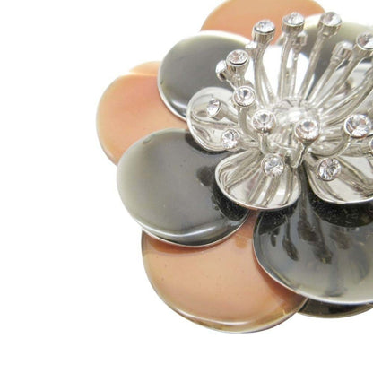 Miu Miu Miumiu 2Aff Cristal Flower Crystal Flower Brooch Corsage Accessory Brass Coral Silver