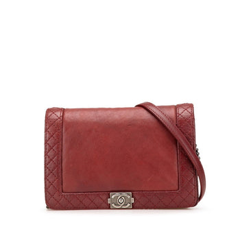 Chanel Boy Chanel Coco Mark Chain Shoulder Bag In Wine Red