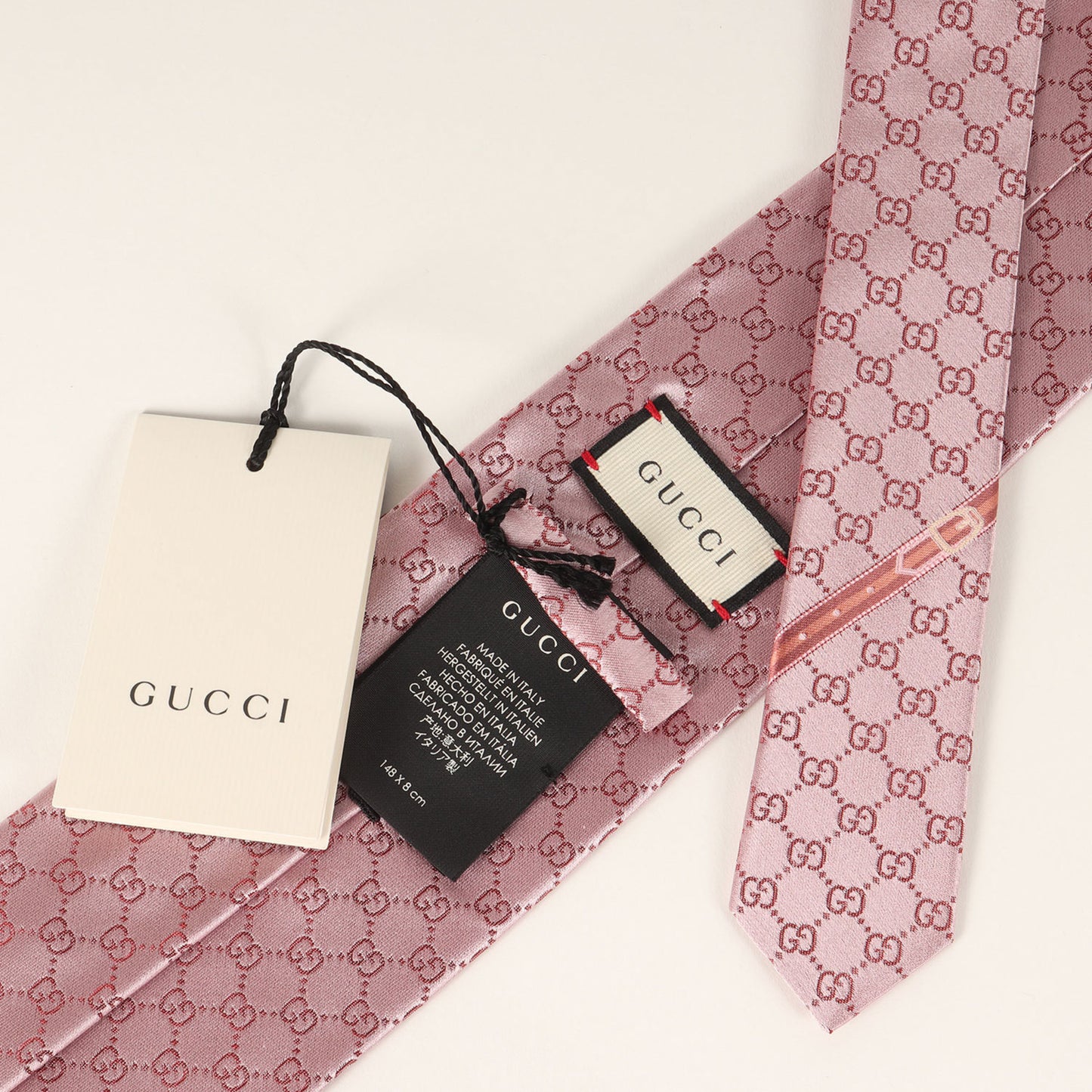 Gucci Gg Monogram Web Stripe Silk Tie