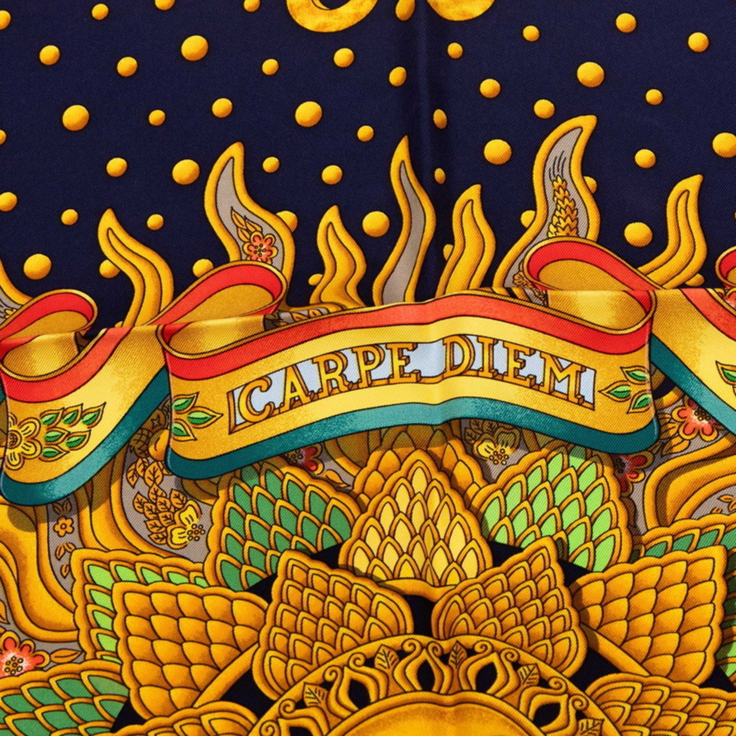 Hermes Herms Carr 90 Carpe Diem "Enjoy Today" Scarf